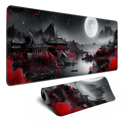 Japanische Schreibtischunterlage, Riverside Vollmond-Mauspad, Gaming-Mauspad, erweiterte XL-Tastaturmatte, Computer-Laptop-Maus, Desktop-Matte, 80 x 30 cm, Schreibtisch-Dekoration Japanische Schreibtischunterlage, Riverside Vollmond-Mauspad, Gaming-Mauspad, erweiterte XL-Tastaturmatte, Computer-Laptop-Maus, Desktop-Matte, 80 x 30 cm, Schreibtisch-Dekoration von MiaVibte