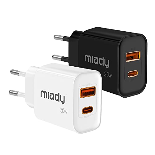 2 Stück Miady 20W USB C Ladegerät, 2-Port PD Netzteil QC 3.0 Power Adapter Stecker kompatibel mit iPhone, AirPods, iPad, Galaxy usw. 2 Stück Miady 20W USB C Ladegerät, 2-Port PD Netzteil QC 3.0 Power Adapter Stecker kompatibel mit iPhone, AirPods, iPad, Galaxy usw. von Miady
