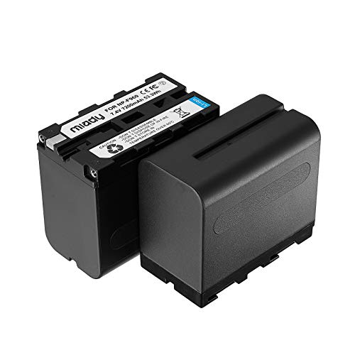 2 Stück Miady 7200mAh NP-F970, NP-F960, NP-F950, NP-F930 Akku Kompatibel mit Sony DCR-VX2100, DSR-PD150, DSR-PD170, FDR-AX1, HDR-FX1, HDR-FX7, HDR-AX2000 usw. von Miady