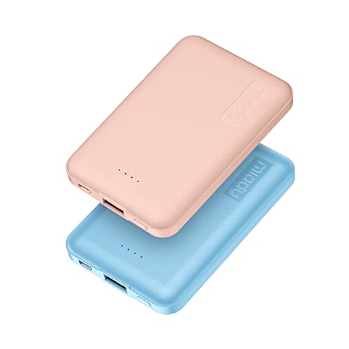 Miady Power Bank Klein 5000mAh [2 Stück] 2,4A Schnelles Aufladen Externer Akku Power Bank Klein Aber Stark Handy Powerbank für iPhone, iPad, Samsung, Galaxy, Huawei usw. von Miady