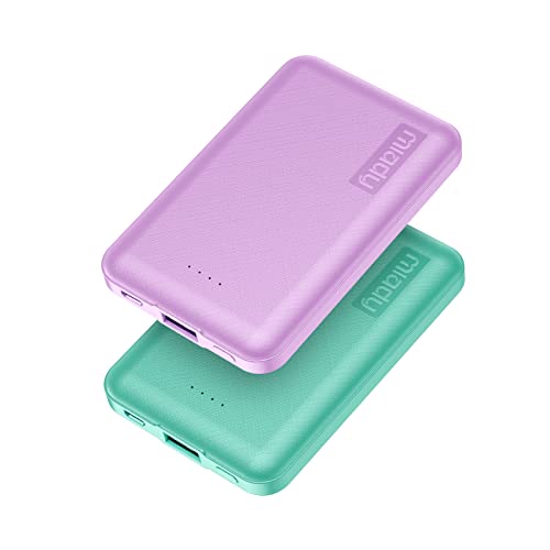 Miady Power Bank Klein 5000mAh [2 Stück] 2,4A Schnelles Aufladen Externer Akku Power Bank Klein Aber Stark Handy Powerbank für iPhone, iPad, Samsung, Galaxy, Huawei usw. von Miady