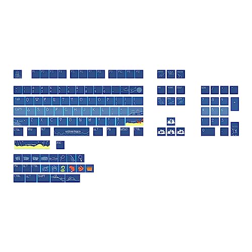 Miaelle 128PBT Hitzesublimation XDA Profile Blue Swim Tastenkappe Für Mechanische Tastaturen Glatte Und Ölbeständige PBT Tastenkappen 128 Tastenkappen von Miaelle