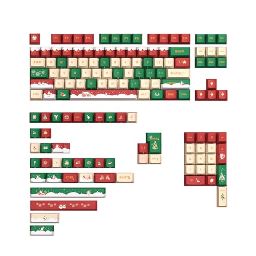 Miaelle 142 Tasten Bunte Weihnachts Tastenkappen Ergonomisches Festliches Tastenkappen Set Für Mechanische Tastaturen Gefärbte Tastenkappen von Miaelle