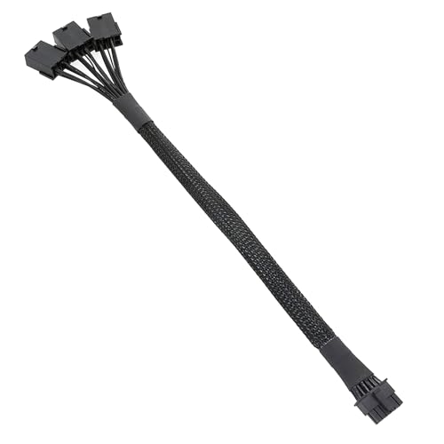 Miaelle 16-poliges PCIE GPU Kabel Ummanteltes Verlängerungskabel Mini-12+4-poliger Stecker Auf 3 X 8-poliger Stecker Grafikkarten Netzteil 16-poliges 12+4 Auf 3 X 8-poliges Pci E 5.0-ummanteltes von Miaelle