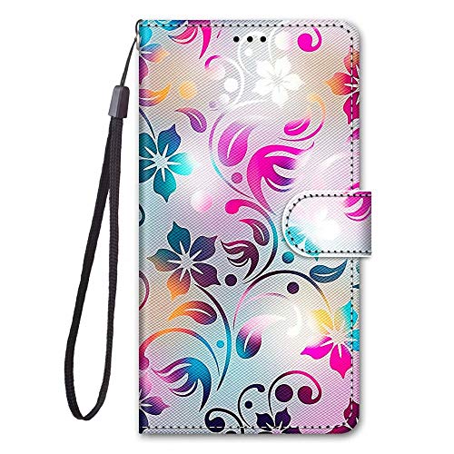 Miagon Full Body Flip PU Leder Schutzhülle für Samsung Galaxy A10,Bunt Muster Hülle Brieftasche Case Cover Ständer mit Kartenfächer,Bunt Blume von Miagon