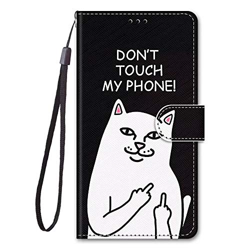 Miagon Full Body Flip PU Leder Schutzhülle für Samsung Galaxy Note 20 Ultra,Bunt Muster Hülle Brieftasche Case Cover Ständer mit Kartenfächer,Weiß Katze von Miagon