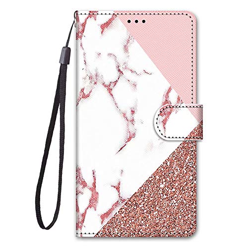 Miagon Full Body Flip PU Leder Schutzhülle für iPhone 12 Pro,Bunt Muster Hülle Brieftasche Case Cover Ständer mit Kartenfächer,Marmor von Miagon