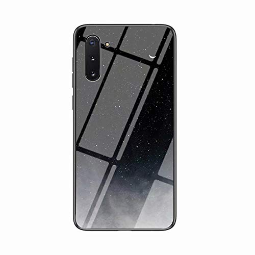 Miagon Galaxy Note 10 Glas Handyhülle,Himmel Serie 9H Panzerglas Rückseite mit Weicher Silikon Rahmen Kratzresistent Bumper Hülle für Samsung Galaxy Note 10,Schwarz von Miagon