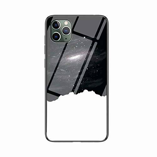 Miagon Glas Handyhülle für iPhone 11 Pro,Himmel Serie 9H Panzerglas Rückseite mit Weicher Silikon Rahmen Kratzresistent Bumper Hülle für iPhone 11 Pro,Schwarz Weiß von Miagon