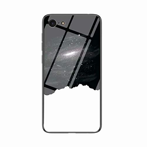 Miagon Glas Handyhülle für iPhone 6 Plus/6S Plus,Himmel Serie 9H Panzerglas Rückseite mit Weicher Silikon Rahmen Kratzresistent Bumper Hülle für iPhone 6 Plus/6S Plus,Schwarz Weiß von Miagon