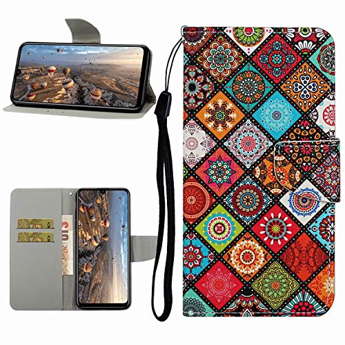 Miagon Hülle für Huawei P30 Lite,Handyhülle PU Leder Brieftasche Schutz Flip Case Wallet Cover Klapphüllen Tasche Etui mit Kartenfächern Stand,Totem Blume von Miagon