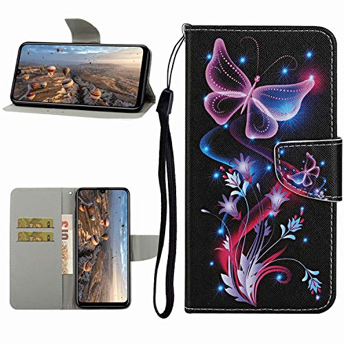 Miagon Hülle für Samsung Galaxy S20 Plus,Handyhülle PU Leder Brieftasche Schutz Flip Case Wallet Cover Klapphüllen Tasche Etui mit Kartenfächern Stand,Lila Schmetterling von Miagon