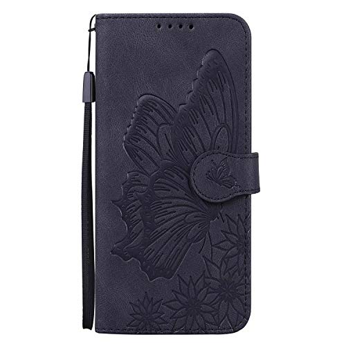 Miagon Hülle für iPhone 11 Pro,Schutzhülle PU Flip Leder Brieftasche Handytasche mit Retro Schmetterling Entwurf Kartenfächer Klapp Handyhülle,Schwarz von Miagon