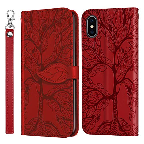 Miagon Prägung Lederhülle für iPhone XS Max,Handyhülle Tasche Brieftasche Hülle Bookstyle Schutzhülle Flip Case Cover Klapphülle Kartenfächer,Baum Rot Miagon Prägung Lederhülle für iPhone XS Max,Handyhülle Tasche Brieftasche Hülle Bookstyle Schutzhülle Flip Case Cover Klapphülle Kartenfächer,Baum Rot von Miagon