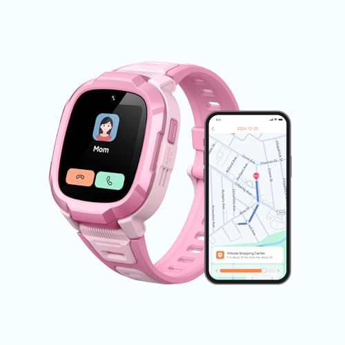 Mibro P6 smartwatch für Kinder mit GPS und Telefon Uhr schrittzähler Kinder Tracker HD-Video,2ATM wasserdichte (Rosa) von Mibro