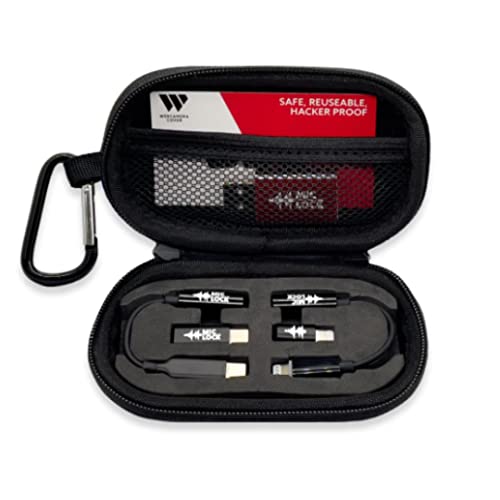 Mic-Lock Lightning- und USB-C-Paket, Mikrofon-Privatsphäre, kommt mit USB-A-Ladegerät, 3 Webcam-Abdeckung und Kohlefaser-Hülle von Mic-Lock