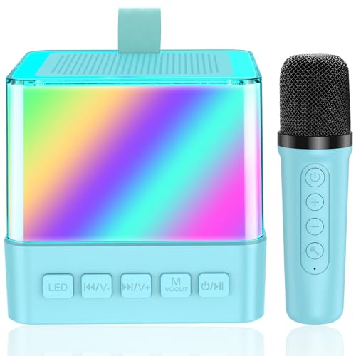 Karaoke Machine Kids Girls, [4-In-1] Karaoke Machine for Kid Adult with 1 Wireless Microphones, Mini Night Light Bluetooth Speaker, Karaoke Party Game Toy Christmas Birthday Gift Present for Age 3-12+ von MicQutr