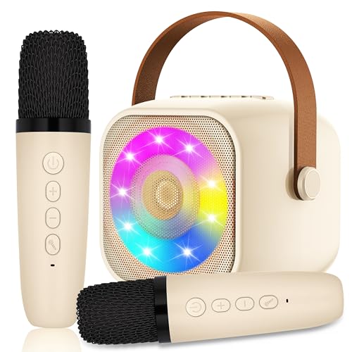 Karaoke Maschine mit 2 Drahtlosen Mikrofonen, Mikrofon Kinder Tragbare, Bluetooth Karaoke Elektronisches Spielzeug mit LED-Lichteffekten, Geschenke für Alter 3-18 Kinder, Jungen, Mädchen von MicQutr