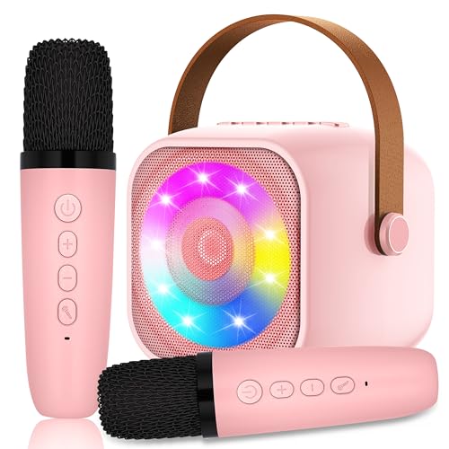 Karaoke Maschine mit 2 Drahtlosen Mikrofonen, Mikrofon Kinder Tragbare, Bluetooth Karaoke Elektronisches Spielzeug mit LED-Lichteffekten, Geschenke für Alter 3-18 Kinder, Jungen, Mädchen von MicQutr