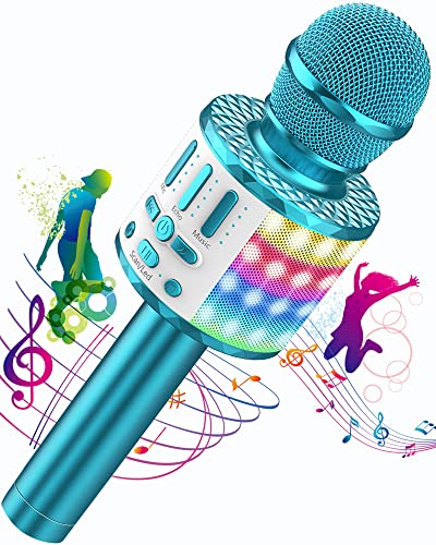 Karaoke Mikrofon, Drahtloses Bluetooth Mikrofon Kinder mit LED, Tragbares Karaoke Maschine zum Singen, Karaoke Mädchen Jungen Spielzeug Geschenke, KTV Lautsprecher Recorder für Smartphone PC von MicQutr