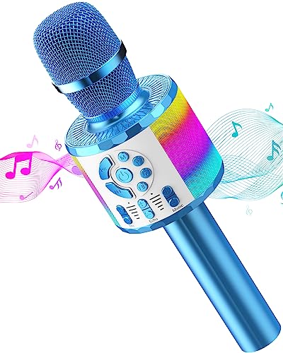 Karaoke Mikrofon Kinder, Drahtloses Bluetooth Mikrofon mit LED, Geschenke Mädchen 3-12 Jahre, Tragbares Karaoke Maschine zum Singen, Mikrofonspielzeug für Kinder Erwachsene Geburtstagsfeier KTV von MicQutr