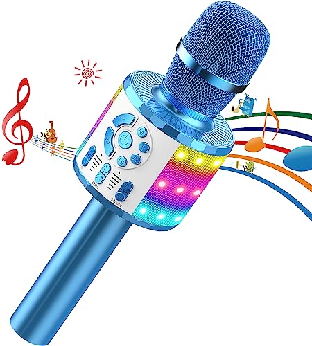 Karaoke Mikrofon Kinder, Geschenke Mädchen 3-12 Jahre, Bluetooth Mikrofon Karaoke mit LED-Leuchten, Tragbares Dynamische Mikrofonspielzeug für Kinder Erwachsene Geburtstagsfeier KTV von MicQutr