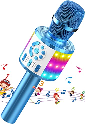 MicQutr Bluetooth Mikrofon Karaoke, Drahtloses LED Karaoke Mikrofon mit Lautsprecher Tonaufnahme für Party Podcast Familie, Kompatibel mit Android IOS PC - Geschenke für Erwachsene und Kinder von MicQutr