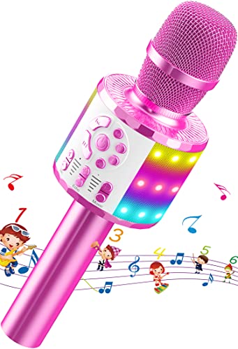 MicQutr Bluetooth Mikrofon Karaoke, Drahtloses LED Karaoke Mikrofon mit Lautsprecher Tonaufnahme für Party Podcast Familie, Kompatibel mit Android IOS PC - Geschenke für Erwachsene und Kinder von MicQutr