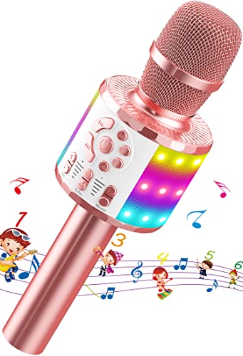 MicQutr Bluetooth Mikrofon Karaoke, Drahtloses LED Karaoke Mikrofon mit Lautsprecher Tonaufnahme für Party Podcast Familie, Kompatibel mit Android IOS PC - Geschenke für Erwachsene und Kinder von MicQutr