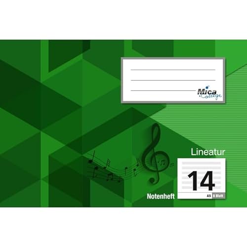 Notenheft A5 - Lineatur 14-8 Blatt - Querformat von Mica College