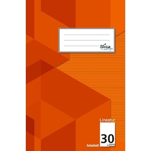 Schulheft A4 - Lineatur 30 - blanko mit Linienblatt - 16 Blatt von Mica College