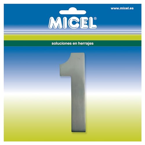 MICEL - 10523 - Nummer 1 für Außentüren, selbstklebend, Edelstahl, silberfarben, inklusive Aufkleber, 32 x 100 x 2 mm MICEL - 10523 - Nummer 1 für Außentüren, selbstklebend, Edelstahl, silberfarben, inklusive Aufkleber, 32 x 100 x 2 mm von Micel