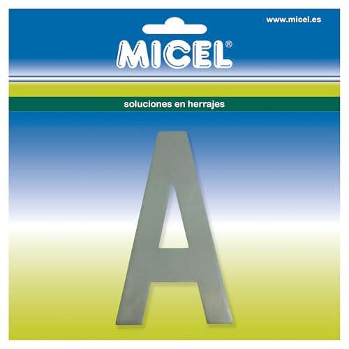 MICEL - 10532 Buchstabe, für Außentüren, selbstklebend, Buchstabe A, Edelstahl, silberfarben, inklusive Aufkleber, 58 x 100 x 2 mm MICEL - 10532 Buchstabe, für Außentüren, selbstklebend, Buchstabe A, Edelstahl, silberfarben, inklusive Aufkleber, 58 x 100 x 2 mm von Micel
