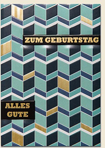 Michel Verlag Geburtstagskarte blau türkis Pattern mit Prägung von Michel Verlag