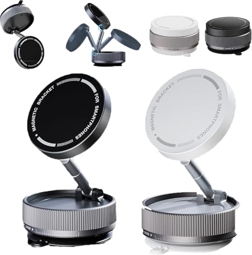 Micmetago gripmaster Pro 360 Magnet Handyhalterung Auto mit Vakuum Saugfuß, 360° Drehung, Starker Magnet Handyhalter für Armaturenbrett, Glas, Zuhause und Büro (2PCS-1) von Micmetago
