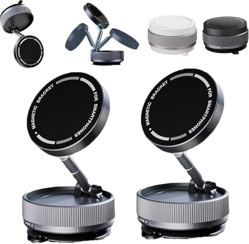Micmetago gripmaster Pro 360 Magnet Handyhalterung Auto mit Vakuum Saugfuß, 360° Drehung, Starker Magnet Handyhalter für Armaturenbrett, Glas, Zuhause und Büro (2PCS-2) von Micmetago