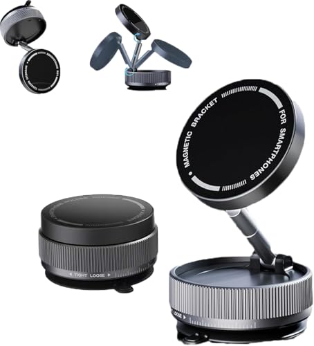 Micmetago gripmaster Pro 360 Magnet Handyhalterung Auto mit Vakuum Saugfuß, 360° Drehung, Starker Magnet Handyhalter für Armaturenbrett, Glas, Zuhause und Büro (Black) von Micmetago