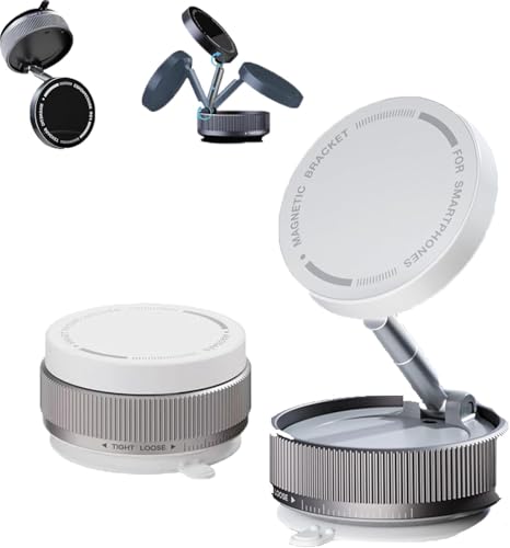 Micmetago gripmaster Pro 360 Magnet Handyhalterung Auto mit Vakuum Saugfuß, 360° Drehung, Starker Magnet Handyhalter für Armaturenbrett, Glas, Zuhause und Büro (White) von Micmetago