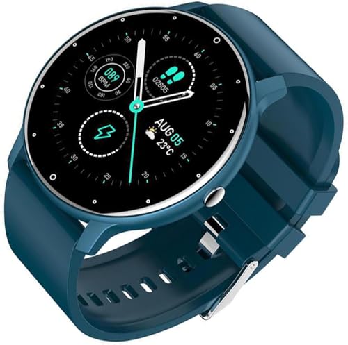 Micmetago vitalpulse Watch – HealthGuard Smartwatch Damen Herren – Fitnessuhr mit Pulsmesser & Schlafüberwachung, IP67 Wasserdicht, Dual Display, Sportmodi, iOS & Android kompatibel (Blau) von Micmetago