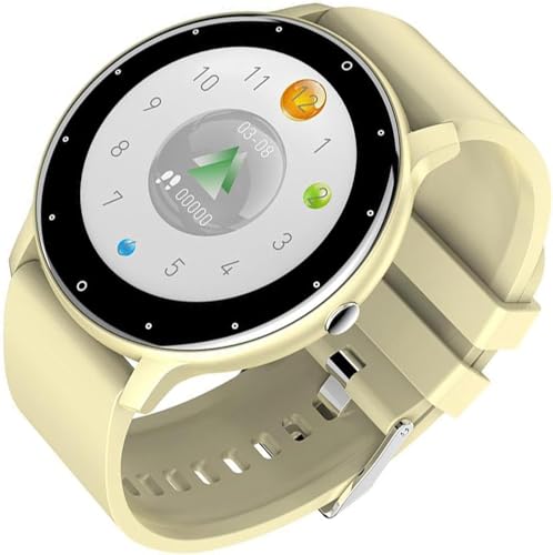 Micmetago vitalpulse Watch – HealthGuard Smartwatch Damen Herren – Fitnessuhr mit Pulsmesser & Schlafüberwachung, IP67 Wasserdicht, Dual Display, Sportmodi, iOS & Android kompatibel (Gelb) von Micmetago