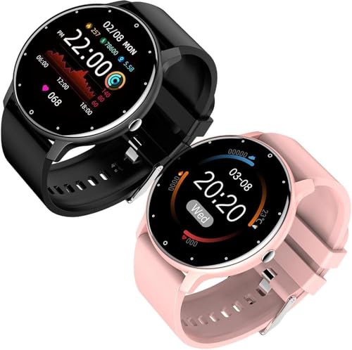 Micmetago vitalpulse Watch – HealthGuard Smartwatch Damen Herren – Fitnessuhr mit Pulsmesser & Schlafüberwachung, IP67 Wasserdicht, Dual Display, Sportmodi, iOS & Android kompatibel (Rosa+Schwarz) von Micmetago