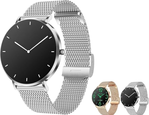 premium ware amory 5 Smartwatch Damen Herren Bestelectronic – 1,32" HD Touchscreen, Schlankes Design, Fitnessuhr mit Herzfrequenzmesser, Schlaf- & Aktivitätstracker, iOS & Android kompatibel (Silber) von Micmetago