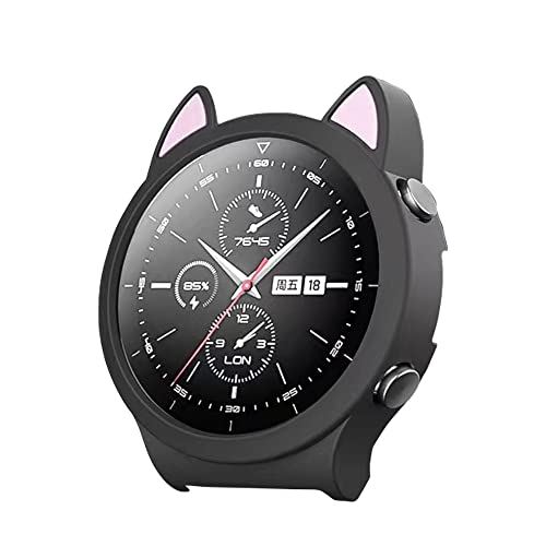 Micnos Schutzhülle kompatibel mit Huawei Watch GT2 (42 mm) Silikon Cover, Cute Katze Ear Shaped Gesamtschutz Ultradünn für Schutzhülle-Schwarz von Micnos