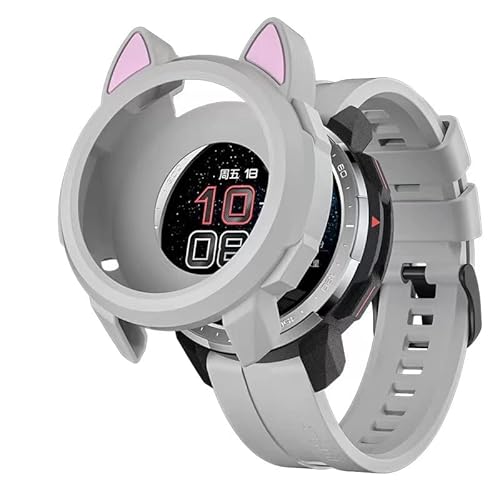 Micnos Schutzhülle kompatibel mit Huawei Watch GT2 (42 mm) Silizium Cover, Nute Cat Ear Shaped Vollschutz Ultra Dünn Schutzhülle Grau von Micnos