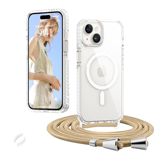 Micoden Magnetische Handyktte für iPhone 15 Hülle mit Band Transparent Necklace Handyhülle, Stoßfeste Schutzhülle, Kompatibel mit MagSafe, Abnehmbar Kordel zum Umhängen Silikon TPU Case, Weiß Micoden Magnetische Handyktte für iPhone 15 Hülle mit Band Transparent Necklace Handyhülle, Stoßfeste Schutzhülle, Kompatibel mit MagSafe, Abnehmbar Kordel zum Umhängen Silikon TPU Case, Weiß von Micoden