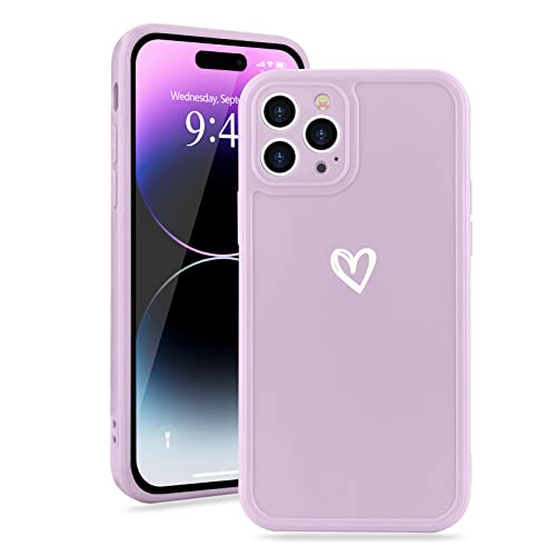 Micoden Kompatibel mit iPhone 14 Pro Max Hulle Mädchen Niedlich Graffiti Love Heart Herz Muster Handyhulle Anti-Gelb Weich Silikon Bumper Case Kameraschutz Stoßfeste Schutzhülle,Lila von Micoden