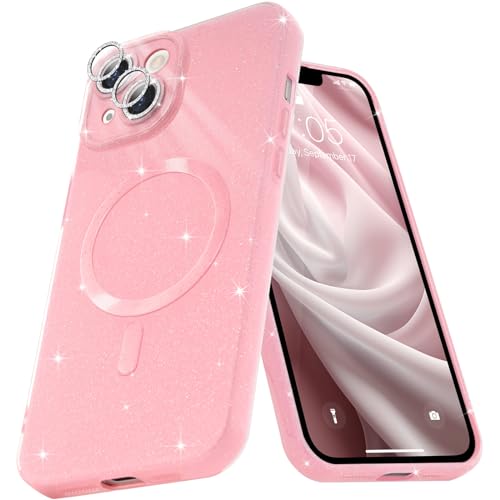 Micoden Glitzer Hülle für iPhone 13 mit Diamant Kamera Schutzfolie Handyhülle Magnetische kompatibel mit MagSafe, Ultra Dünne Bling Silikon TPU Case Mädchen Stoßfeste Schutzhülle, Rosa Micoden Glitzer Hülle für iPhone 13 mit Diamant Kamera Schutzfolie Handyhülle Magnetische kompatibel mit MagSafe, Ultra Dünne Bling Silikon TPU Case Mädchen Stoßfeste Schutzhülle, Rosa von Micoden