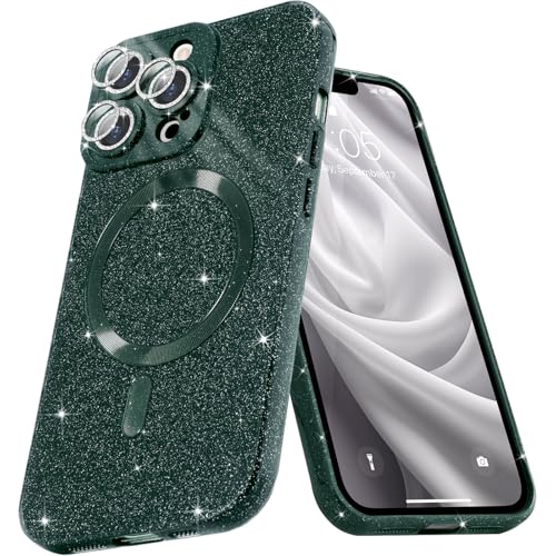 Micoden Glitzer Hülle für iPhone 15 Pro mit Diamant Kamera Schutzfolie Handyhülle Magnetische kompatibel mit MagSafe, Ultra Dünne Bling Silikon TPU Case Mädchen Stoßfeste Schutzhülle, Grün Micoden Glitzer Hülle für iPhone 15 Pro mit Diamant Kamera Schutzfolie Handyhülle Magnetische kompatibel mit MagSafe, Ultra Dünne Bling Silikon TPU Case Mädchen Stoßfeste Schutzhülle, Grün von Micoden