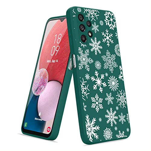 Micoden Weihnachten Hülle für Samsung Galaxy A13 4G, Weich Silikon TPU Handyhülle Christmas Muster Anti-Kratzer Stoßfest Bumper Schutzhülle für Samsung Galaxy A13 4G,grün,Schnee von Micoden