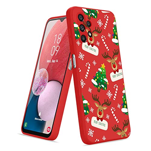 Micoden Weihnachten Hülle für Samsung Galaxy A13 4G, Weich Silikon TPU Handyhülle Christmas Muster Anti-Kratzer Stoßfest Bumper Schutzhülle für Samsung Galaxy A13 4G,rot,Hirsch von Micoden